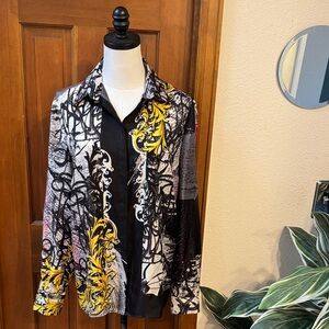 Gianni Versace Artistic Black and Yellow Shirt Size 12